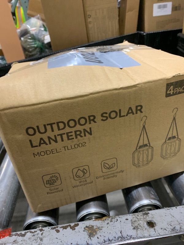 Photo 1 of Solar Hanging Lanterns Outdoor Waterproof: 4 Pack Metal Solar-Powered Lights with Hook, Bright Warm Lantern Decor for Outside, Classic Outdoor Lighting for Yard Garden Patio Porch Balcony Decorations