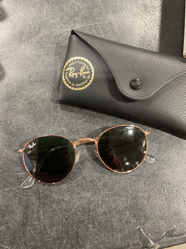 Photo 1 of New Ray Ban ROUND METAL RB3447 920/2R5 Sunglasses Rose Gold w/50mm Dark Blue Lns