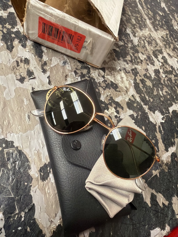 Photo 1 of New Ray Ban ROUND METAL RB3447 920/2R5 Sunglasses Rose Gold w/50mm Dark Blue Lns