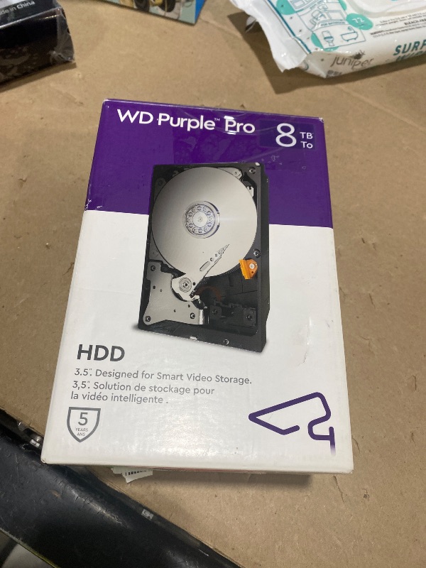 Photo 1 of Western Digital 8TB WD Purple Pro Surveillance Internal Hard Drive HDD - SATA 6 Gb/s, 256 MB Cache, 3.5" - WD8002PURP
