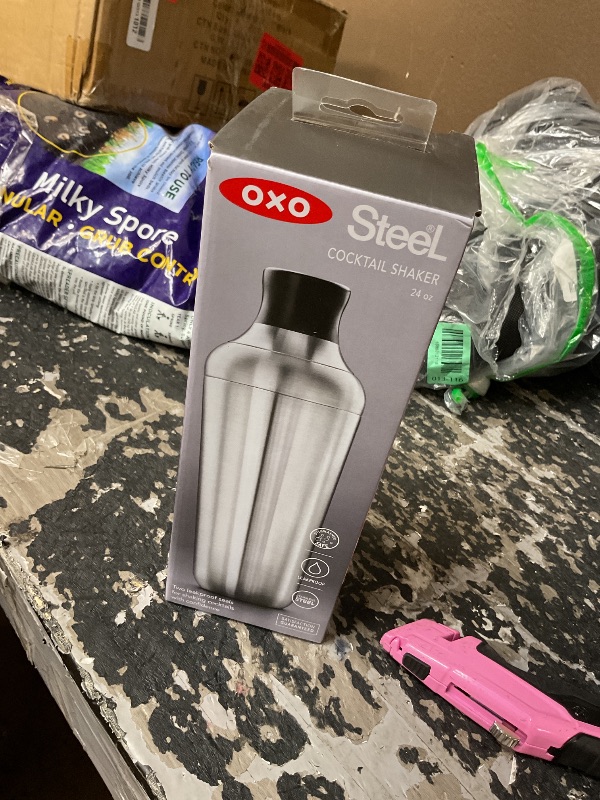 Photo 1 of OXO Steel Cocktail Shaker with Strainer, Stainless Finish - 24 oz Capacity | Bar Tool, Easy-Grip Design, Home Bar, Bartending Equipment, Beginner-Friendly, Leak-Proof, Single Wall Shaker