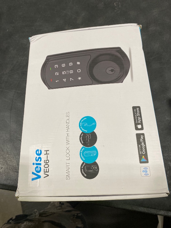 Photo 1 of Veise VE06-H Smart Front Door Lock Set, App Control, Keyless Entry Deadbolt with Lever Handle, Electronic Digital Touchscreen Keypad, Auto Lock, Easy Install, Matte Black