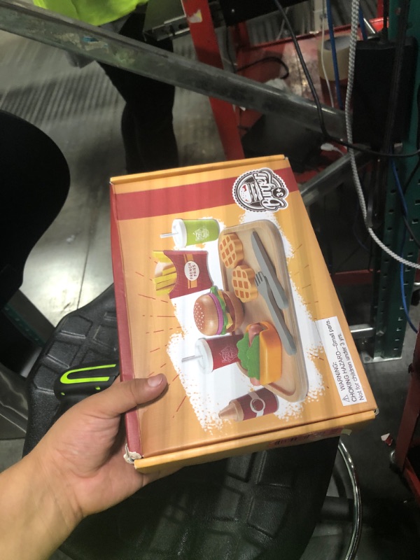 Photo 1 of ***MISSING PARTS*** BUYGER Play Food Sets for Kids Kitchen, Wooden Fast Food Hamburger Play Set, Pretend Play Kitchen Accessories Toy Food Gifts for Ages 3 4 5 Years Old Toddler Kids Boys Girls
