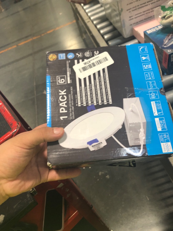 Photo 1 of ***BROKEN, SOLD FOR PARTS*** Ensenior 1 Pack 6 Inch LED Recessed Light, Dimmable, 5000K Daylight, 1050LM High Brightness, 12W 120V, Damp Rated, Ultra-Thin Canless Wafer Ceiling Light - ETL & FCC & IC