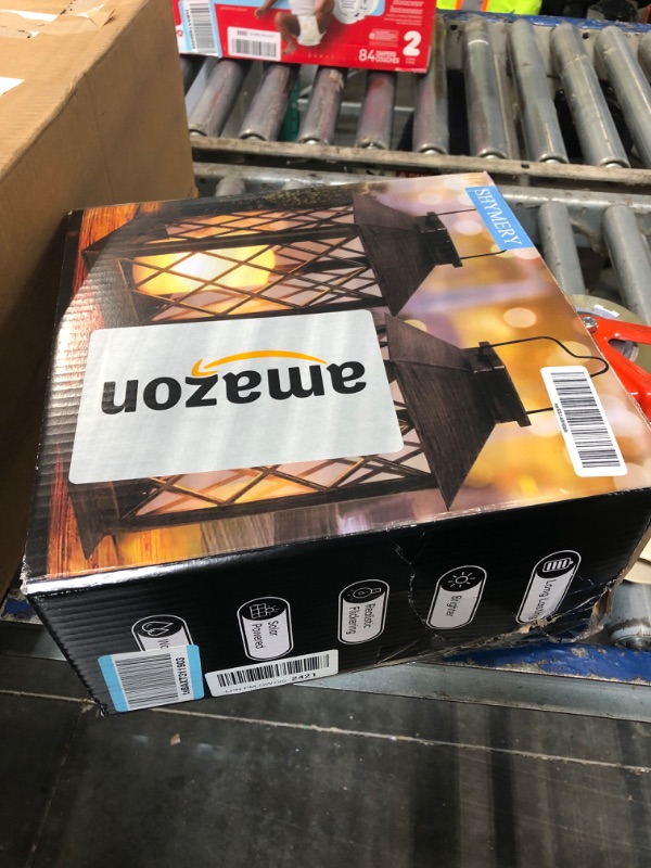 Photo 1 of ***BROKEN, SOLD FOR PARTS*** SHYMERY Solar Lantern,Outdoor Garden Hanging Lanterns,2 Pack 14 Inch Lasts 3X Longer 10 lumens Waterproof LED Flickering Flameless Candle Mission Lights for Table,Outdoor,Party Decorative