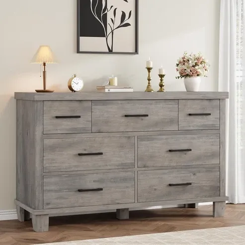 Photo 1 of ***PARTIAL SET / BOX 2 OF 2***Garvee Dresser for Bedroom with 7 Drawers, Storage Chest of Drawers with Metal Handle, Wooden Dresser Organizer for Living Room,Closet,Entryway,Nursery