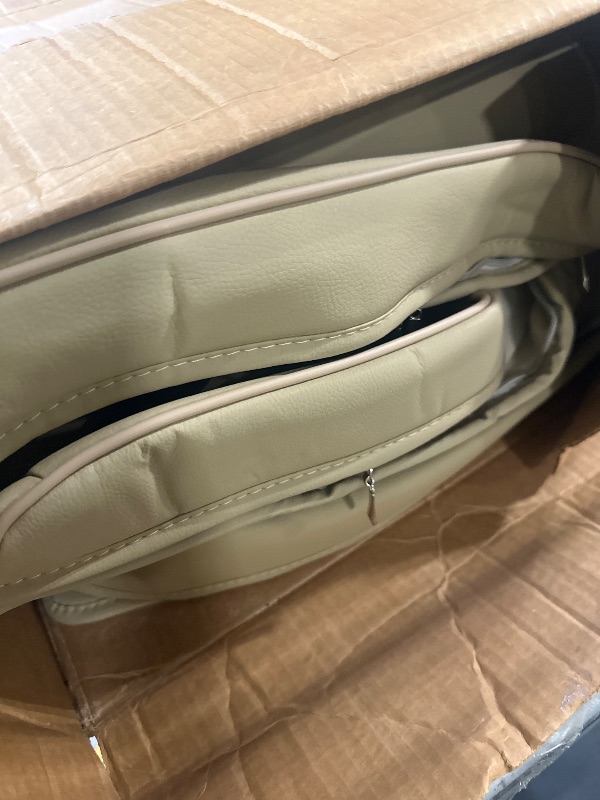 Photo 1 of [Scuffs and Stains] AOOG Seat Covers Custom Fit for Chevy Silverado GMC Sierra 2007-2026 1500 2500HD 3500HD Crew,Double,Reguler Cab, Pickup Truck Seat Cover Protector Cushion with Faux Leather(Beige, Full Set)