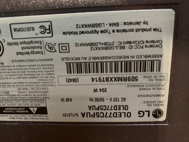 Photo 1 of ****SELL FOR PARTS******LG 77-Inch Class OLED evo AI 4K C5 Series Smart TV w/Dolby Atmos, Dolby Vision, HDR10, AI Super Upscaling 4K, Filmmaker Mode, Wow Orchestra, Alexa Built-in (OLED77C5PUA, 2025) 