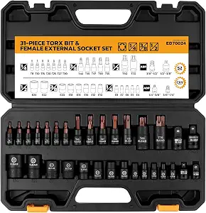 Photo 1 of ***SIMILAR IMAGEN*** 31-Piece Torx Bit Socket Set: Premium CR-V & S2 Alloy Steel, Star T8-T70 & E-Torx E4-E24, High Torque Laser Marked for Automotive Mechanic