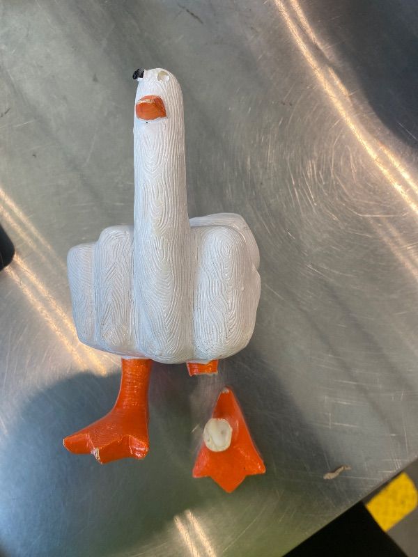 Photo 1 of **See Clerk Notes**Chikoni Funny Finger Duck Resin Garden Statue Decor, Duck You Cute Parody Stress Relief Ornament for Office Desk, Bookshelf & Home, Phone Stands, Gag Gift for Best Friends, White