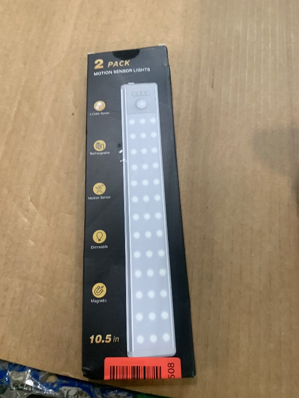 Photo 1 of 10.5" Under Cabinet Lighting, Wireless Motion Sensor Light Indoor with 3 Color Temps, Magnetic Closet Light, Dimmable Led Light, Rechargeable Under Counter Lights for Kitchen, Bedroom, Stair, 2 Pack