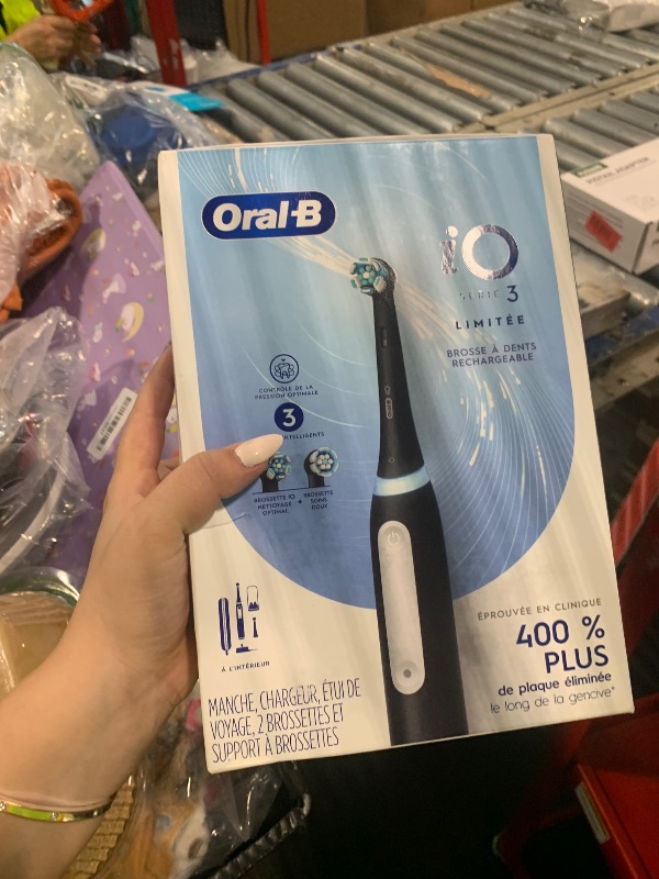 Photo 1 of ***Case brand new item*** Oral-B iO Series 3 Limited Deep Clean Rechargeable Electric Toothbrush for Adults, Black, 3 Modes, Smart Pressure Sensor, Plaque Removal and Gum Care, 2 Replacement Brush Heads, Travel ***Case brand new item***