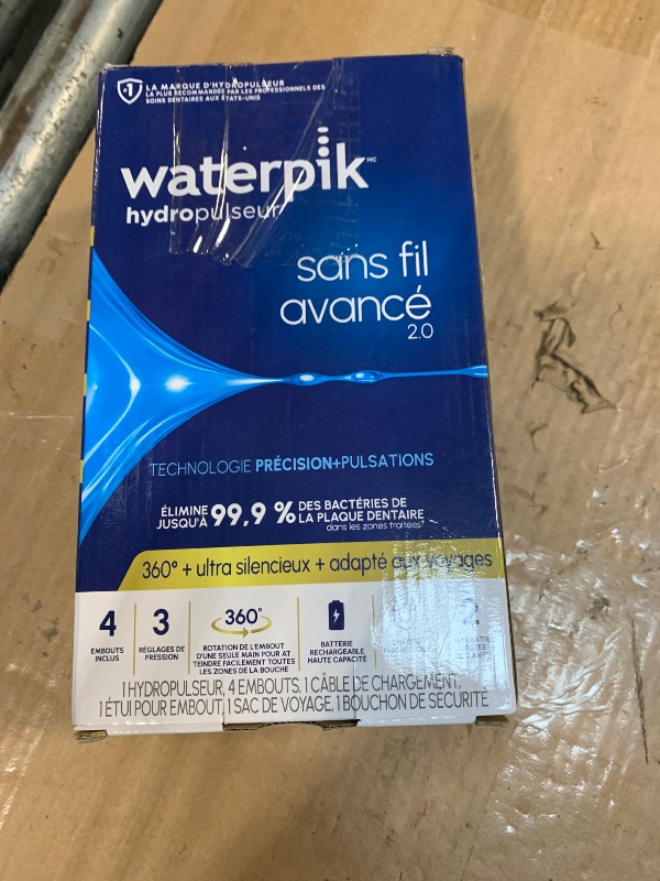 Photo 1 of *** NO CHARGER******Waterpik Cordless Advanced 2.0 Water Flosser For Teeth, Gums, Braces, Dental Care With Travel Bag and 4 Tips, ADA Accepted, Rechargeable, Portable, and Waterproof, White WP-580, Packaging May Vary