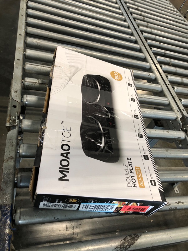Photo 1 of *** PLUG BENT *** *** SOLD FOR PARTS FINAL SALE 8/16** MIOAOTCE Countertop Double Cast Iron Burner 1800 Watts Electric Hot Plate with Adjustable Temperature 6.1" Cooktop for Dorm, Office, Home, Camp, Compatible for All Cookwares