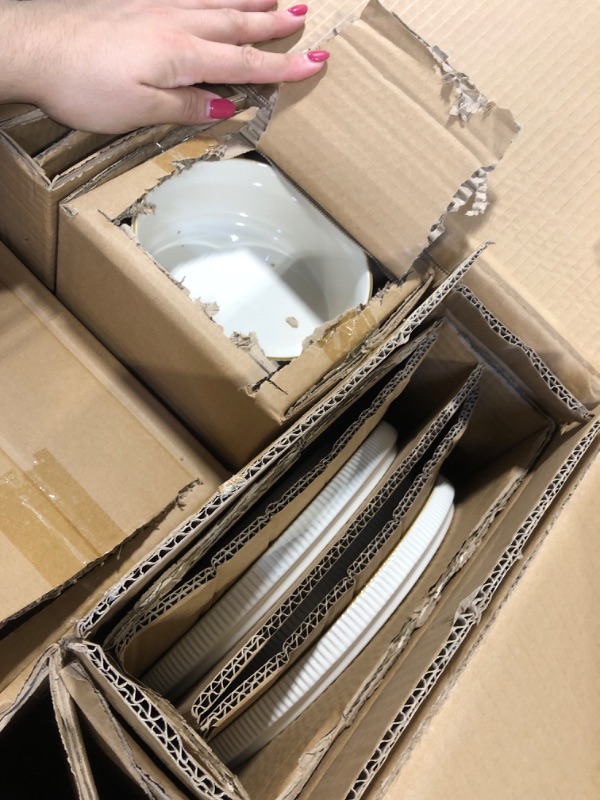 Photo 1 of ***FACTORY SEALED***
Famiware Star Stoneware Dinnerware Sets with Pasta Bowls, 16pc Dishes for 4