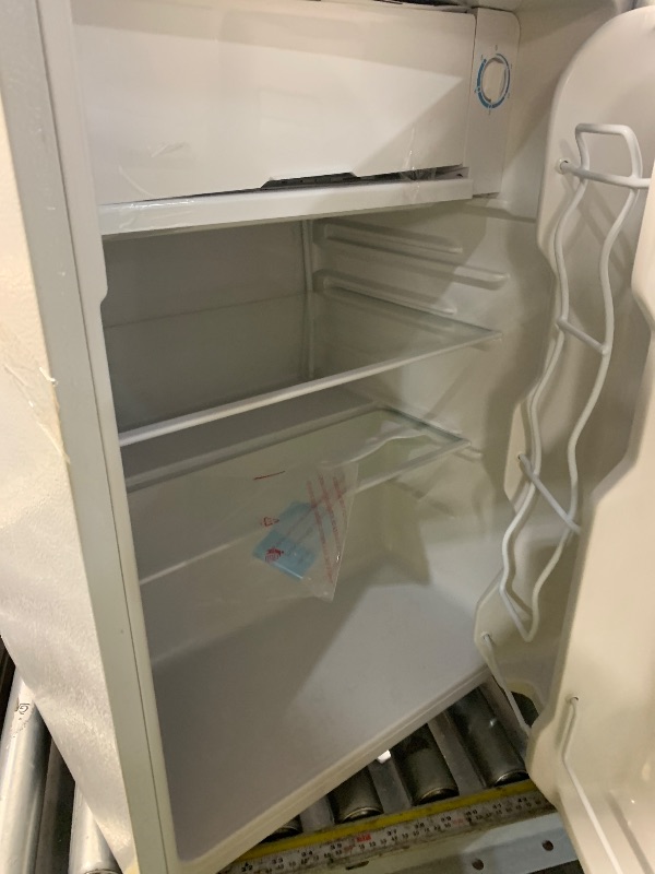 Photo 1 of ***DAMAGED - SEE NOTES/PICTURES*** Igloo 2.6 Cu.Ft Mini Fridge with Freezer- Single Door Compact Refrigerator with Glass Shelves for Homes, Dorms & Offices- Keep Snacks, Drinks & Frozen Foods Cool with Temperature Control Fridge- White