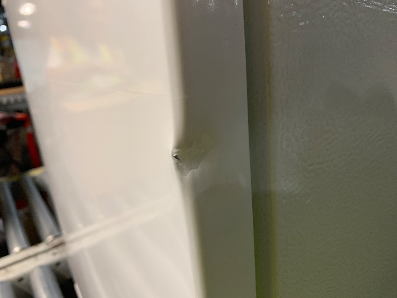 Photo 1 of ***DAMAGED - SEE NOTES/PICTURES*** Igloo 2.6 Cu.Ft Mini Fridge with Freezer- Single Door Compact Refrigerator with Glass Shelves for Homes, Dorms & Offices- Keep Snacks, Drinks & Frozen Foods Cool with Temperature Control Fridge- White