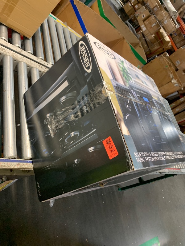 Photo 1 of ***DAMAGED - SEE NOTES/PICTURES*** JENSEN® Bluetooth® 3 Speed Stereo Turntable 3 CD Changer Music System with Dual Cassette Deck, Pitch Control and Remote Control