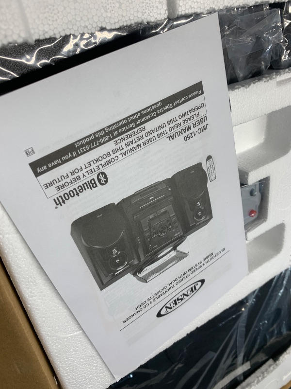 Photo 1 of ***DAMAGED - SEE NOTES/PICTURES*** JENSEN® Bluetooth® 3 Speed Stereo Turntable 3 CD Changer Music System with Dual Cassette Deck, Pitch Control and Remote Control