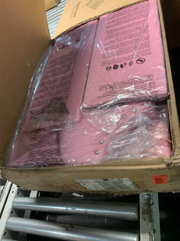 Photo 1 of ***MISSING HARDWARE***VECELO Queen Bed Frame, Platform Bed Frame with Adjustable Height Upholstered Headboard, Heavy-Duty Frames and Strong Wooden Slats Support, Non-Slip and Noise-Free, Easy Assembly, Pink