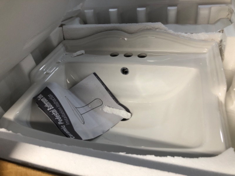 View 3 of ***STOCK PHOTO FOR REFERENCE ONLY*** HOMLYLINK Pedestal Sink White Vitreous China Rectangular Pedestal Bathroom Sink with Overflow Pedestal Sinks for Bathrooms Combo EM-WR231935TB0FKCX3298