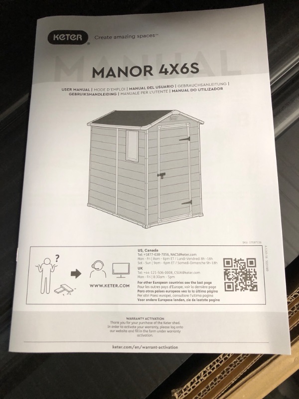 View 3 of ***TRUCK/TRAILER PICKUP ONLY*** Keter Manor 4x6 Resin Outdoor Storage Shed Kit-Perfect to Store Patio Furniture, Garden Tools Bike Accessories, Beach Chairs and Lawn Mower, Grey & White
