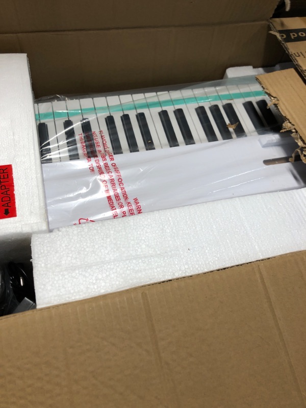 Photo 1 of **2 black keys and 1 white key dont work**KUMENG digital Piano 88 Key Semi Weighted Keyboard,Full-size Electric Piano for Beginners,with Sheet Music Stand,Pedal,Power Adapter,Headphone Mode,USB-MIDI (White)