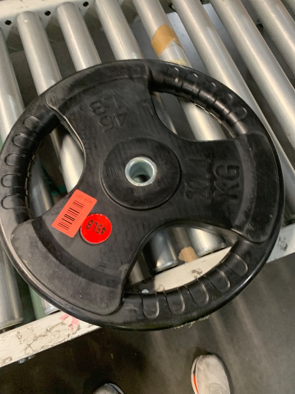 Photo 1 of ***PARTIAL SET - PRICE ADJUSTED***Fitvids 1 Inch Standard Weight Plates, 2x 45 LB Plates for Home Gym Strength Training, Deep Grip Edge