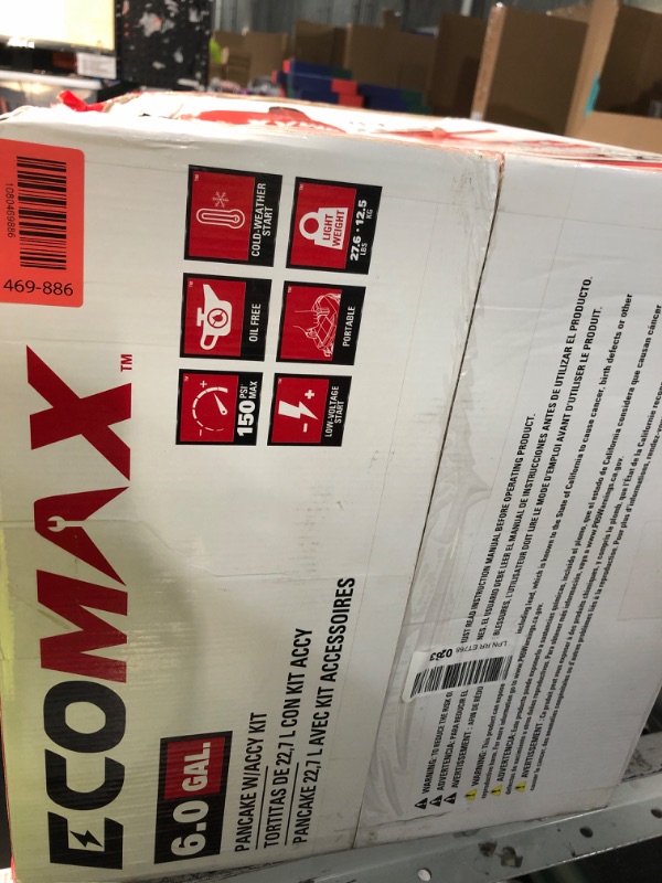 Photo 1 of ***FACTORY SEALED***ECOMAX Air Compressor 6 Gallon 150 PSI Pancake Portable Oil-free Tank with 10 PCS Accessories Kit