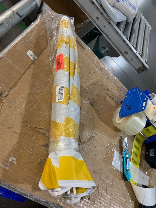 Photo 1 of ***Missing Piece***
Legendcover Water Table Umbrella,Kids Beach Umbrella & Picnic Table Shade,Ideal for Sand Play,Camping,Beach Trips,and Garden Fun.Lightweight Yet Durable.(Yellow&white,71" H x 46" W x 46" D)