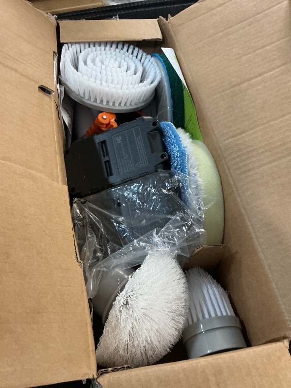 Photo 1 of **MISSING BATTERY CHARGER** Cordless Electric Spin Scrubber with Smart Display, 1500RPM Powerful Cleaning, 4000mAh Rechargeable Battery, 7 Replaceable Brushes – Ideal for Bathtub, Tile, Floor & Shower