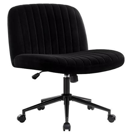 Photo 1 of ***STOCK PHOTO FOR REFERENCE ONLY*** Office Chair with Wheels Cross Legged Desk Chair Armless
Black Computer Chair Vanity Chair Wide Seat Swivel Task Chair for Home Office Bedroom Make Up Small Space Height Adjustable