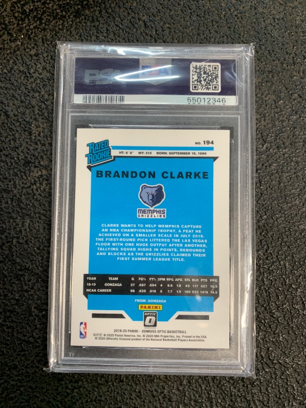 View 2 of [PSA 9]
2019 PANINI DONRUSS OPTIC #194 BRANDON CLARKE