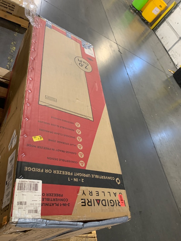 Photo 1 of ***STOCK PHOTO REFERENCE ONLY******TRUCK/TRAILER PICKUP ONLY***Frigidaire 7.0 Cu. Ft. Upright Convertible Fridge/Freezer, Reversible Door, Removable Glass Shelves, Adjustable Controls, Platinum Finish