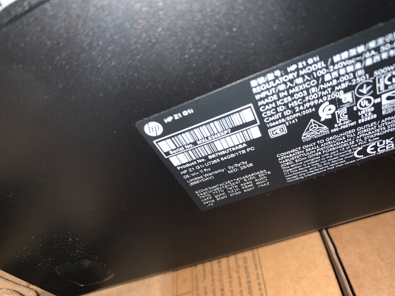 Photo 1 of ***UNABLE TO TEST***

HP Z1 G1i Desktop Computer - Intel Core Ultra 7 265-64 GB - 1 TB SSD - Tower - Black - Intel Q870 Chip - Windows 11 Pro - DDR5 SDRAM - English Keyboard - 500 W