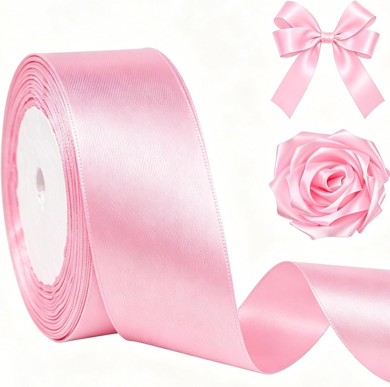 Photo 1 of ** stock photo for reference **
Pink Satin Ribbon,1-1/2Inch 25Yards Ribbon for Gift Wrapping | Single Face Solid Fabric Ribbon Roll for Flower Bouquet Wedding Party Decoration Handmade Crafts- No Fray Wrinkle Resistant