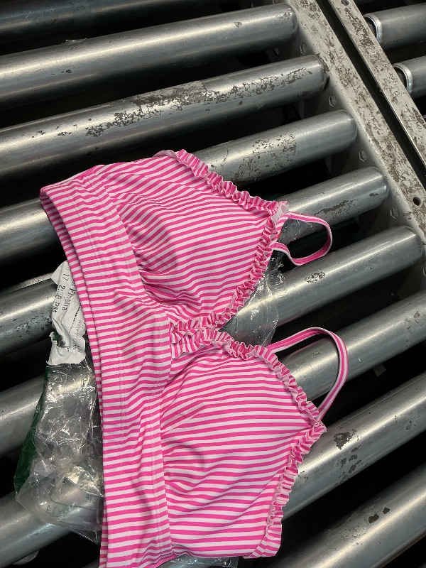 Photo 1 of ***STOCK PHOTO FOR REFERENCE ONLY***SEE PICTURES**Women's Triangle Bikini Top Only Tie Back String Floral Print Padded Swimwear Bathing Suits Tops Pink and White ,MEDIUM