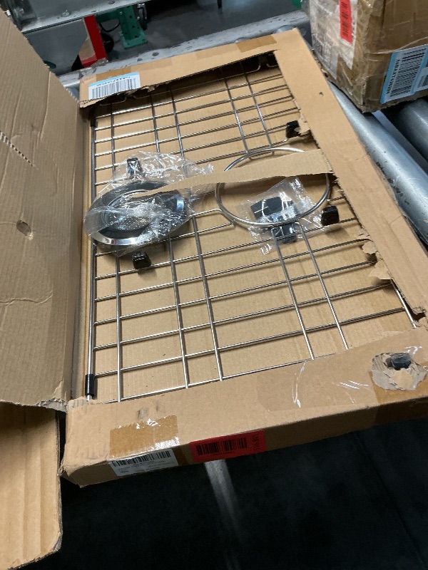 Photo 1 of ***STOCK PHOTO FOR REFERENCE ONLY***iPEGTOP Sink Bottom Grid 23" x 13", Stainless Steel Sink Protector Rear Drain with Corner Radius 2", Sink Grate Rack for Bottom of Kitchen Sink Single Bowl with Hole Cover, One Piece