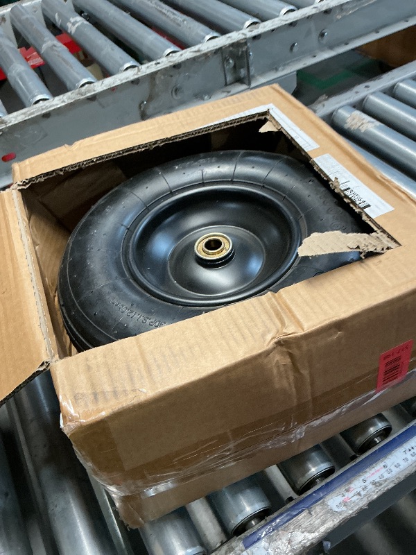 View 2 of (2 PCS) 4.00-6 Tire and Wheel, 13" Flat Free Wheelbarrow Tire with 5/8" or 3/4" Bearings 4.00-6 Solid Tires for Wheelbarrows, Trolleys, Garden Carts,Hand Trucks