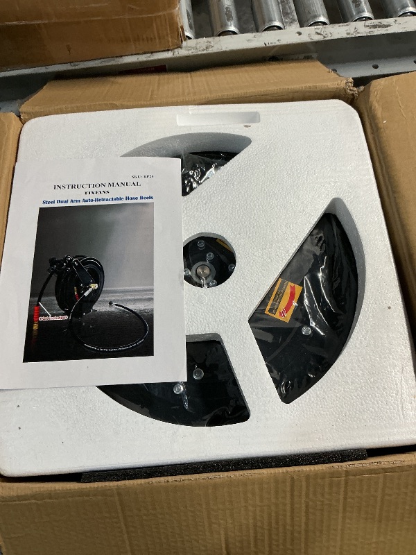 View 3 of ***REEL ONLY***FIXFANS High Pressure Washer Hose Reel for Water/Air/Oil, 50 FT X 3/8" or 100 FT X 1/4" Steel Dual Arm Auto-Retractable Power Wash Hose Reel, Heavy Duty Hose Reel 4000 PSI
