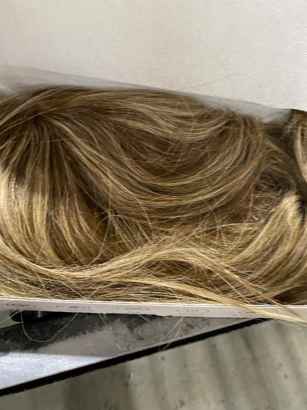 Photo 1 of ELLORS 12 Inch Brown Mixed Blonde Human Hair Wig, Bob Wig Human Hair, Human Hair Wig With Bangs, Real Hair Wigs For Women, real human hair wigs