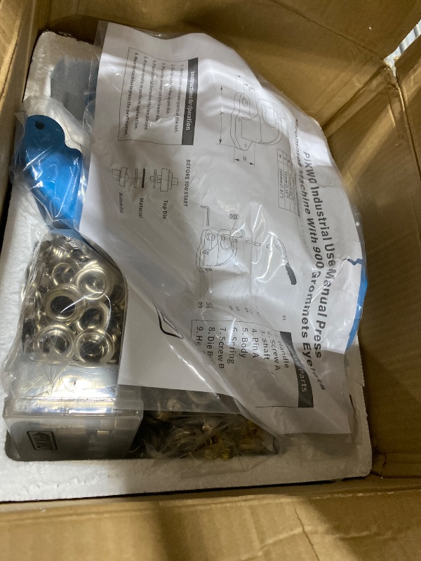 Photo 1 of PIKWO Heavy Duty Eyelet Grommet Machine Press Punch Tool Kit with 3 Dies & 900 Pcs Grommets, Self Piercing, Labor Saving, Corsetry Class Recommended