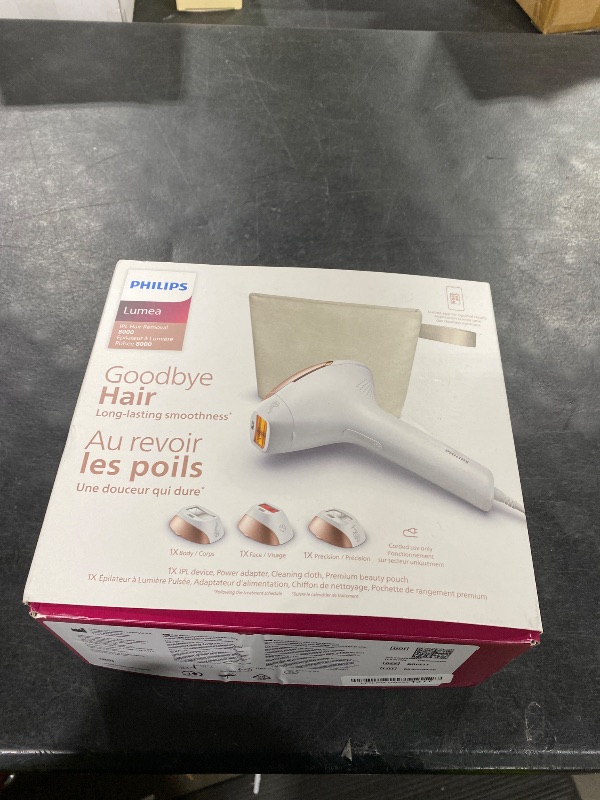Photo 1 of Philips Lumea 8000 Series IPL Hair Removal Device, Permanent Laser Hair Reduction for Women & Men, Easy and Comfortable Use at Home, SenseIQ, 3 Attachments for Body, Face, Intimate, BRI937/03