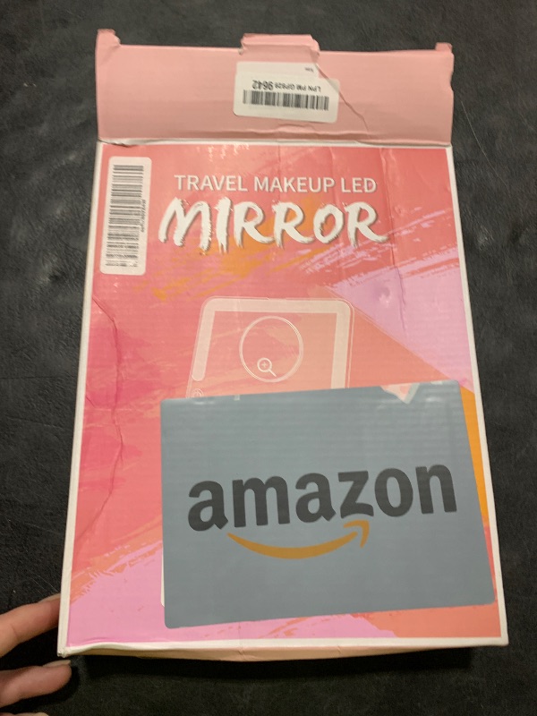 Photo 1 of FUNTOUCH Rechargeable Large Travel Makeup Mirror with Lights, 2500mAh 10x7.5 Portable Lighted Makeup Mirror with 3 Color Lights, Dimming Folding Light Up Travel Mirrors with 10X Magnifying Mirror