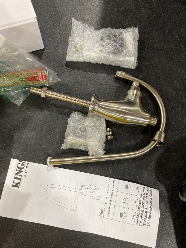 View 3 of Kingston Brass Gourmetier KS3198AL Restoration Single Handle Water Filtration Faucet, Brushed Nickel, 10.81 x 4.63 x 1.75