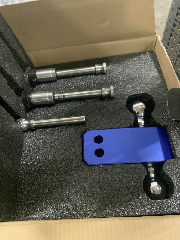 Photo 1 of METOWARE Adjustable Trailer Hitch - Aluminum Tow Hitch Fits 2-Inch Receiver - Heavy Duty Drop Hitch with 4-Inch Drop/Rise for Truck (14,000 LBS GTW), Double Stainless Steel Locks & Hitch Pin, Blue