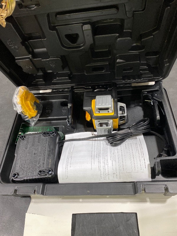Photo 1 of DEWALT Laser Level 360 Self Leveling, 3 Way Green Laser Leveler Tool 12V MAX with 2.0Ah Battery, Charger and Durable Carrying Case, 100 Ft, Tripod Compatible (DW089LG)