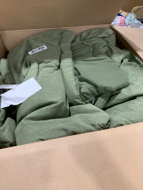 Photo 1 of Monbix Oversized King Comforter Set - 7 Pieces Cationic Dyeing Olive Green Bed in a Bag Bed Sets with Comforter, Sheets, Pillowcases & Shams, Reversible Bedding Comforters Sets (120 * 98)