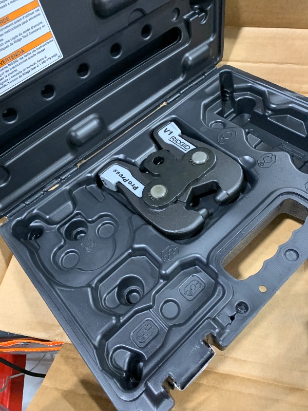 Photo 1 of RIDGID 27423 V1 Kit for Standard Press Tools with 1/2" to 1-1/4" Press Rings, V1 Actuator, and Case, Standard Press Rings and Actuator for ProPress System Fittings