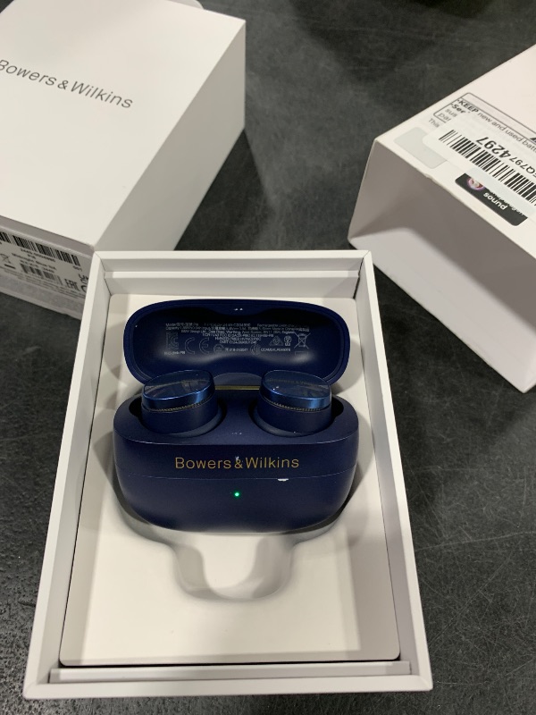 Photo 1 of Bowers & Wilkins Pi8 Wireless Bluetooth Earbuds (Midnight Blue), in-Ear Bluetooth Earphones with Qualcomm & aptX Lossless, Active Noise Cancelling Earbuds, 3 Built-in Mics, 15-Min Quick Charging